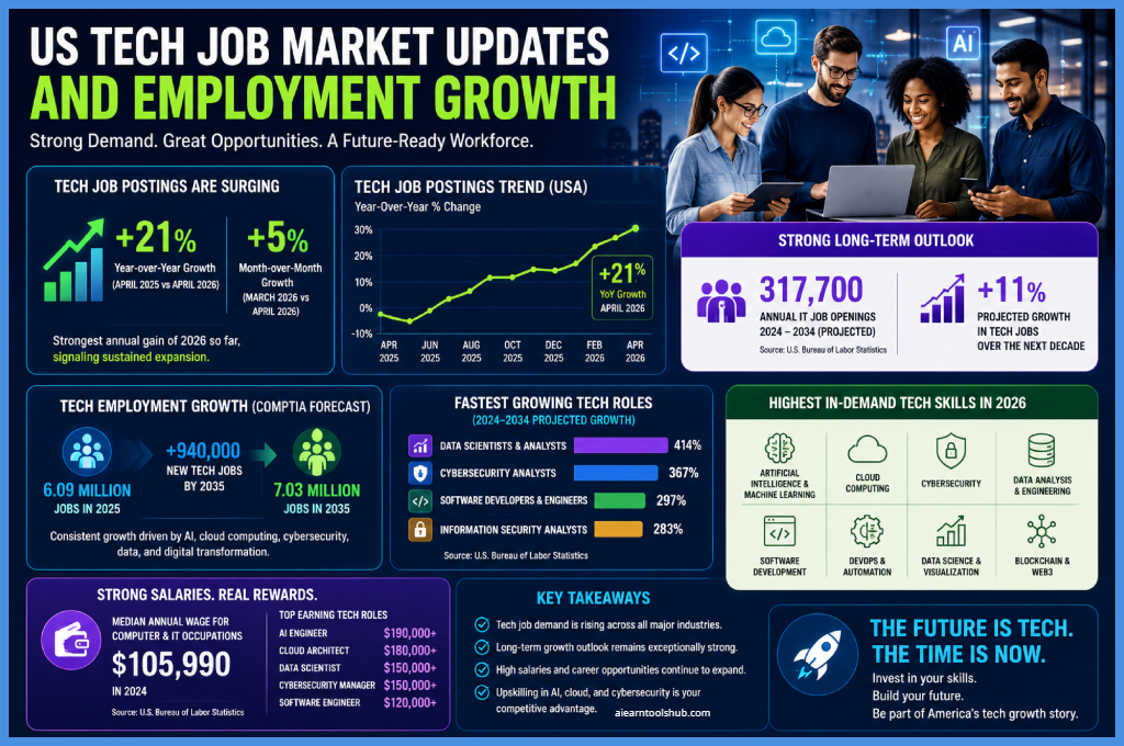 US tech job market updates and employment growth in 2026