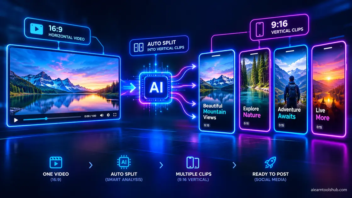 ai automated video repurposing dashboard representing ai video editing tools for beginners