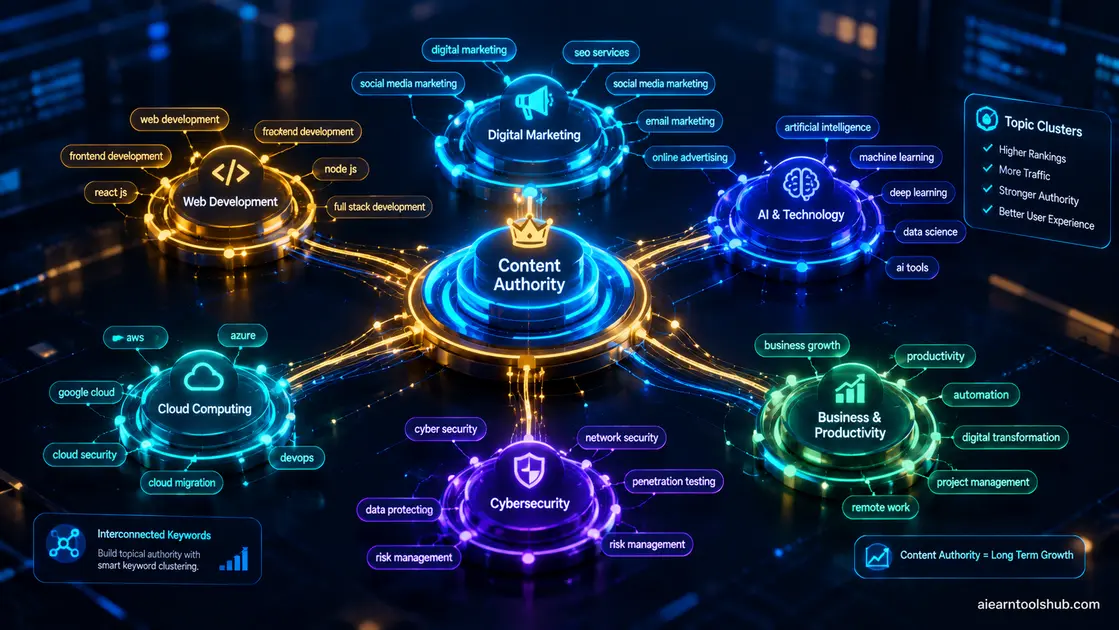 semantic keyword clustering visual illustrating how to use ai for seo content planning