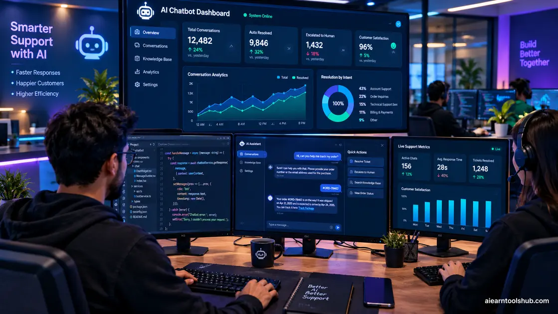 team configuring what is an ai chatbot customer support software