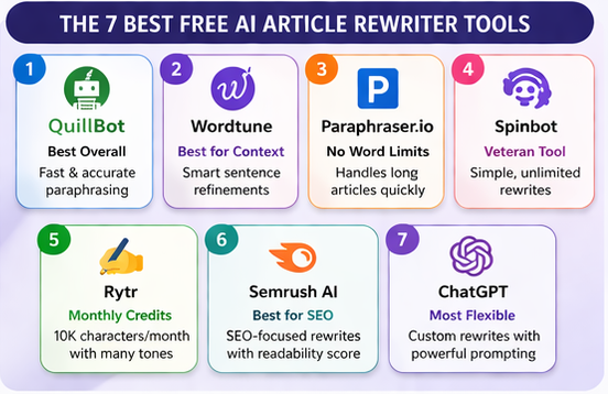Free AI Article Rewriter: 7 Best Tools to Use in 2026