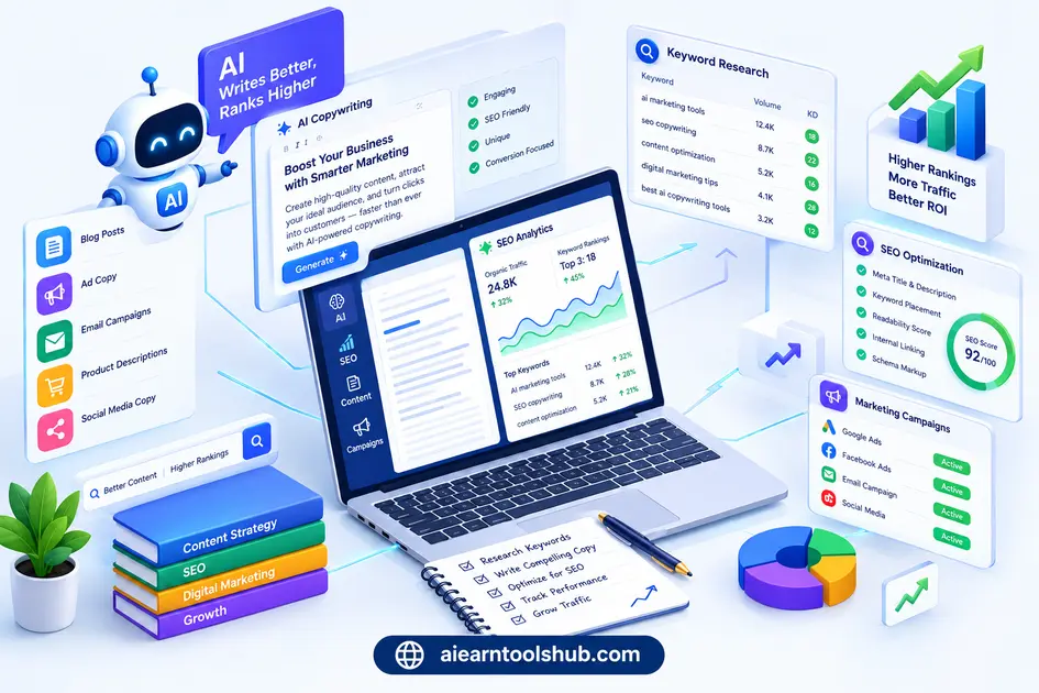 Jasper AI content writer dashboard showing marketing copy creation best AI tools for small business owners