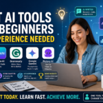 Top AI tools for beginners in 2026 including ChatGPT, Canva AI, Grammarly, Google Gemini, and Pictory AI with no experience required