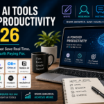 Best AI tools for productivity in 2026 including ChatGPT, Claude, Perplexity, Otter.ai, Notion AI, Motion, and Reclaim for writing, research, meetings, and scheduling