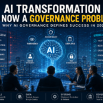 AI transformation governance in 2026 with autonomous AI systems, compliance monitoring, accountability, risk management, and enterprise AI oversight concepts.