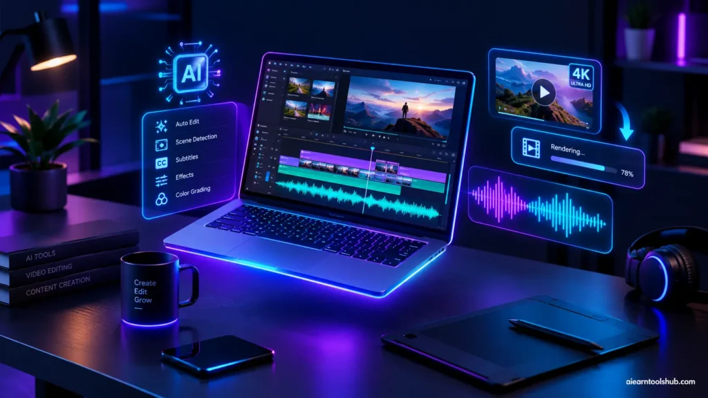 ai video editing tools for beginners software interface and creator workflow visual