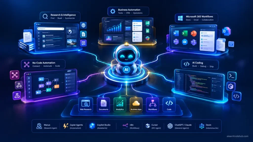 Best agentic AI tools for research, automation, Microsoft 365, and coding