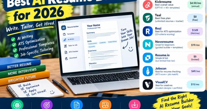Best AI resume builders for 2026 compared by features, pricing, free plans, resume writing, and ATS optimization.