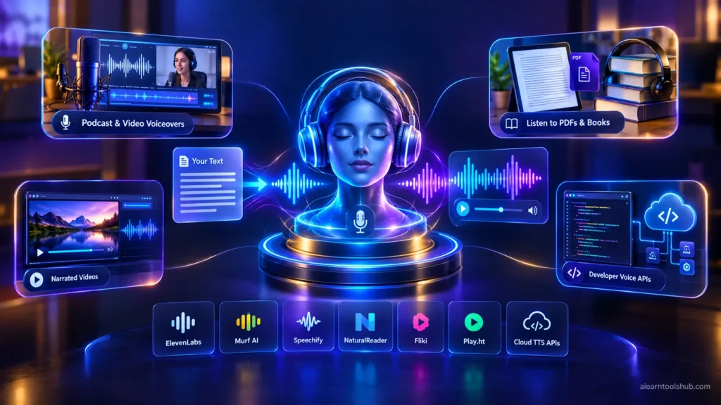 Best AI text to speech tools for realistic voices, document reading, voiceovers, and apps