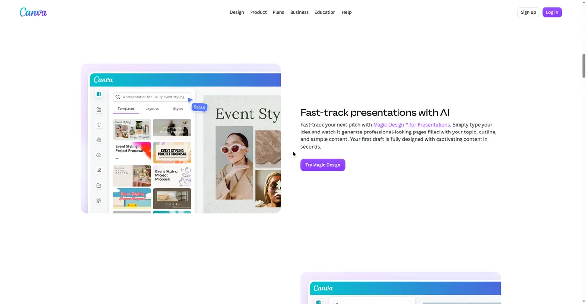 Free AI Presentation Maker: 7 Best Free Tools (2026) 10 Canva Magic Studio interface for AI-assisted presentation design, with a huge free template library