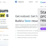 Roleframe, Rezuma, and Canva free AI resume builder interfaces side by side — build and download a professional resume without paying