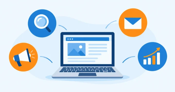 Freelance digital marketing overview showing SEO, ads, social media and email services for clients