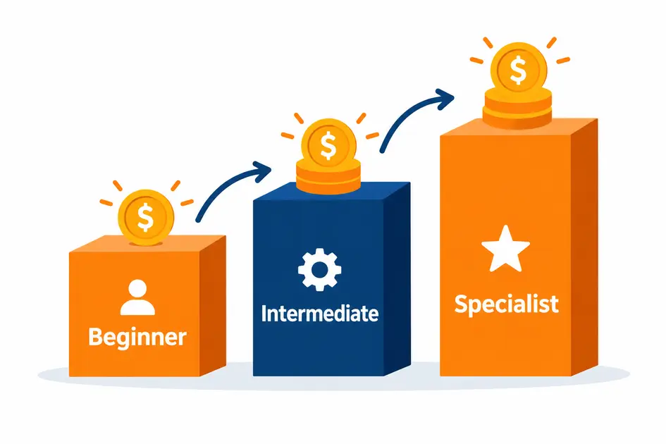 How to Become a Freelance Writer: 8 Best Steps (2026) 7 How to become a freelance writer rates chart showing beginner, intermediate and specialist per-word ranges