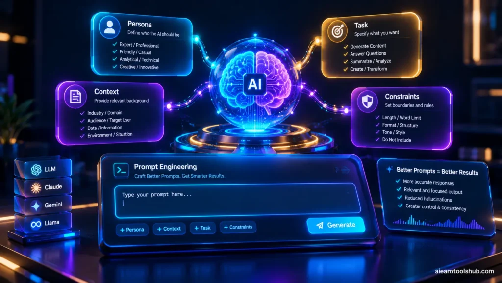 how to write ai prompts workflow visual showing prompt engineering interface