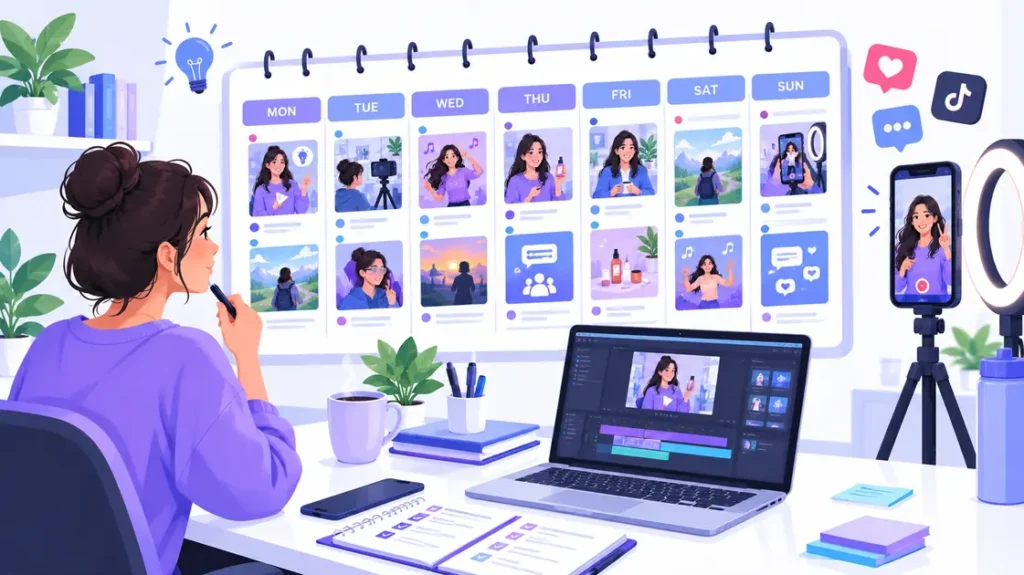 Weekly TikTok content plan for tutorials stories and community videos