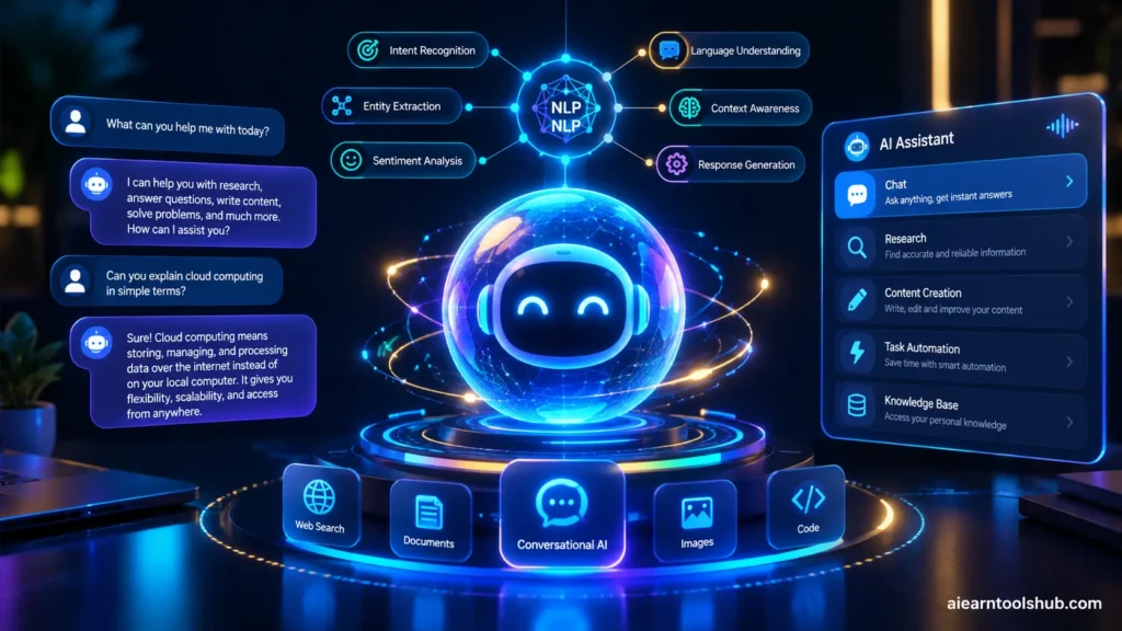 what is an ai chatbot visual diagram displaying virtual conversational assistant interface
